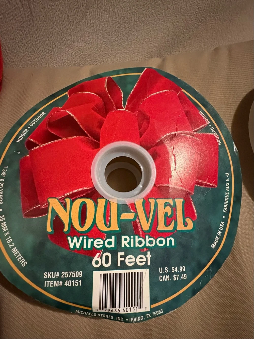 Red Decorative Ribbon Roll. Only New One is the Maroon One.